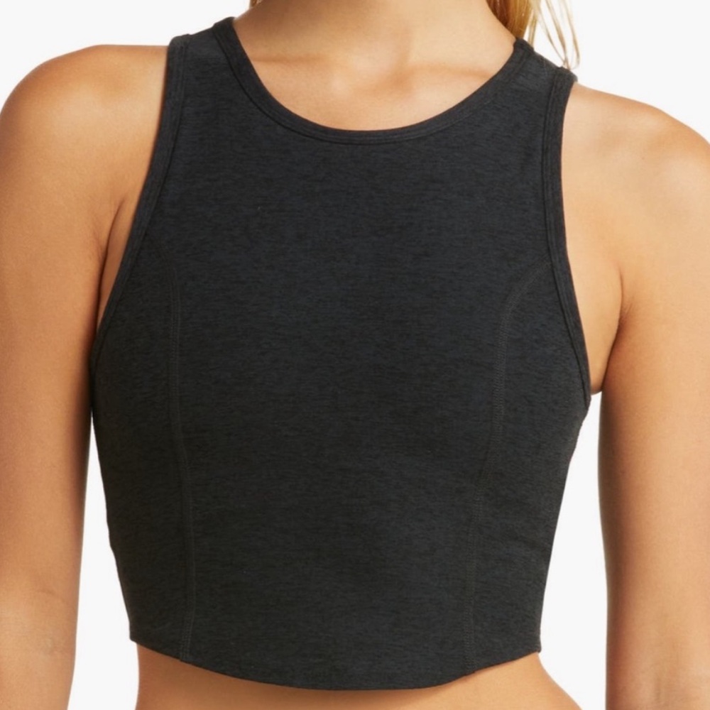 Beyond Yoga Charcoal Gray High Neck Sports Bra